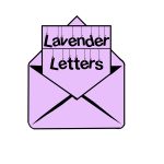 lavender letters graphic, a purple envelope with a purple letter, "lavender letters" is written in bold black font on the letter